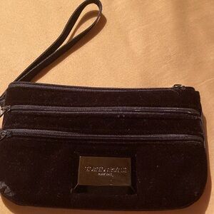 Giorgio Armani Elegant Black Velvet Cluth bag with 3 zippers